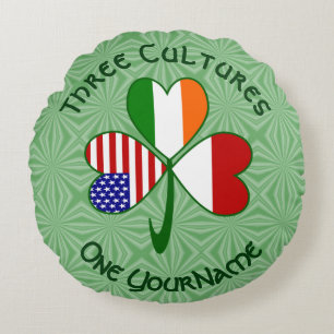 Indonesia Ireland USA Shamrock Flag Personalised Round Cushion