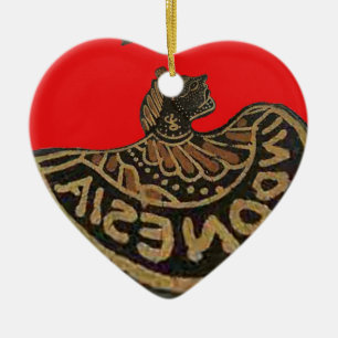 Indonesia Javanese Shadow Puppet Cultural Art Ceramic Tree Decoration