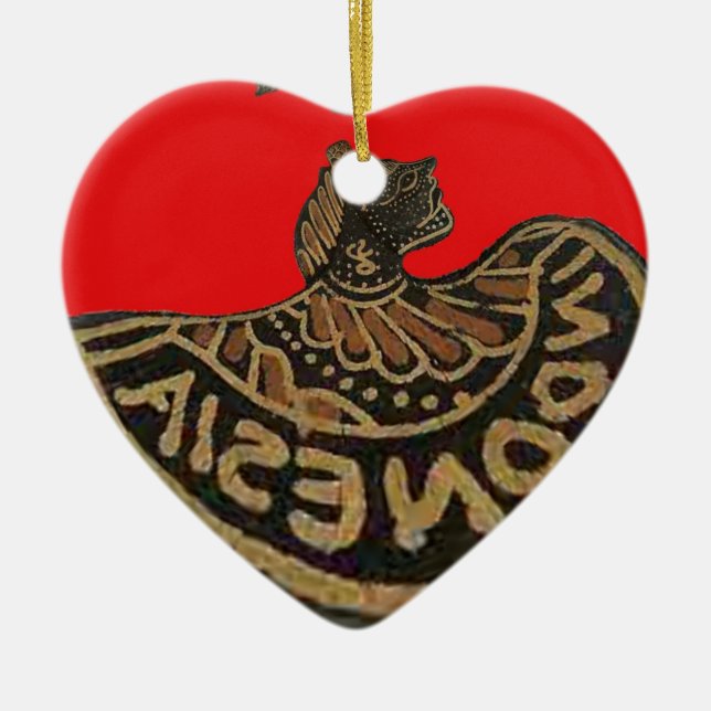 Indonesia Javanese Shadow Puppet Cultural Art Ceramic Tree Decoration (Front)