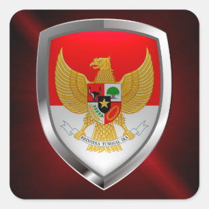 Indonesia Metallic Emblem Square Sticker