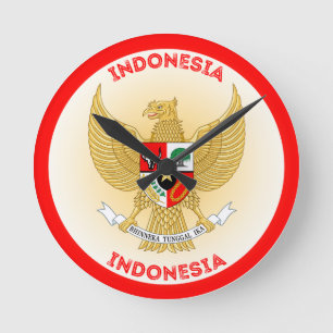 Indonesia National Emblem Circle Shape Round Clock