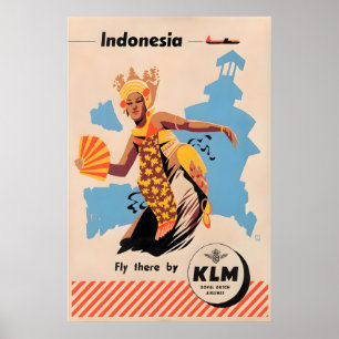 Indonesia Print Indonesian Art KLM Travel Poste
