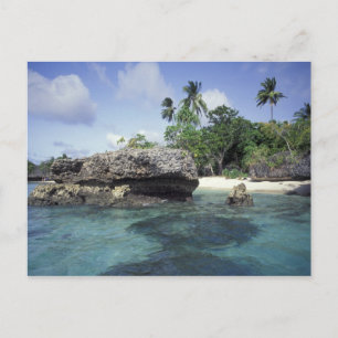 Indonesia. Rock formations along shore Postcard