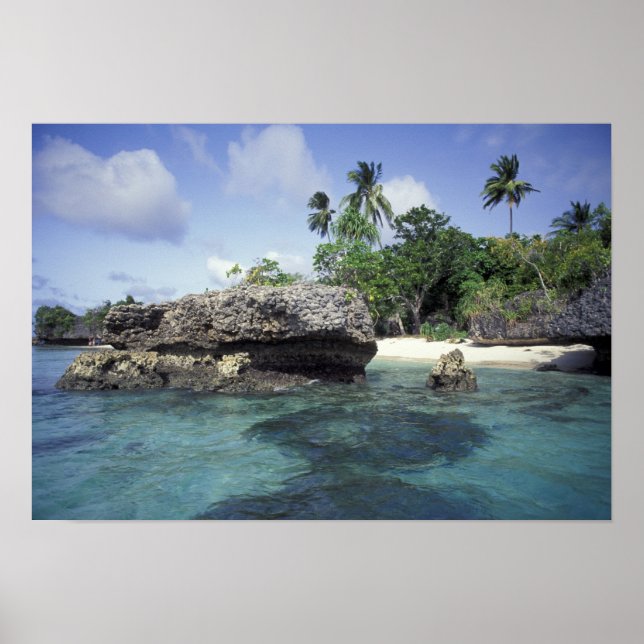 Indonesia. Rock formations along shore Poster (Front)
