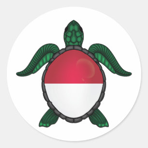 Indonesia sea turtle flag classic round sticker