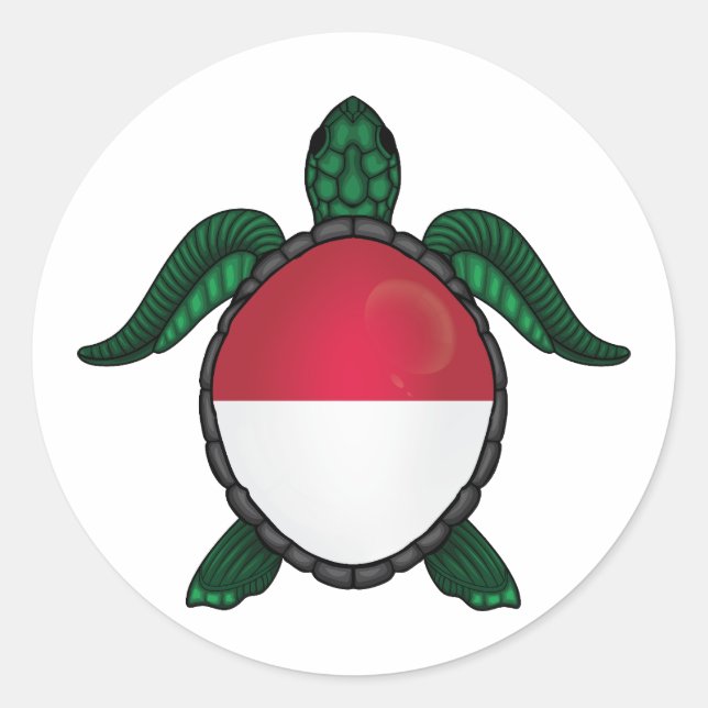 Indonesia sea turtle flag classic round sticker (Front)