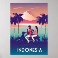 Indonesia vintage travel poster