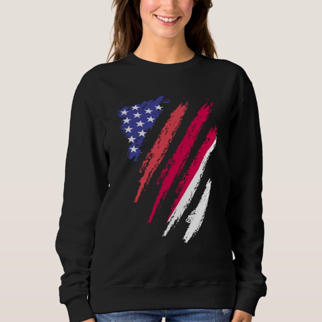 Indonesian American Patriot Grown Heart Flag Strip Sweatshirt (Front)