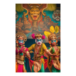 Indonesian Bali Masked Dancers  Photo Print