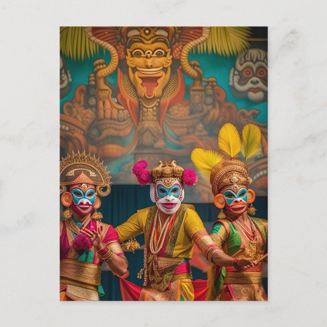 Indonesian Bali Masked Dancers  Postcard (Front)
