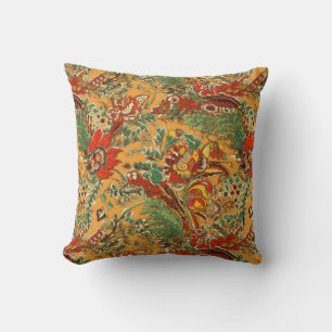 Indonesian Batik Balinese Style Yellow Orange Cushion