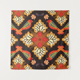 Indonesian batik: flora fauna motif. tapestry