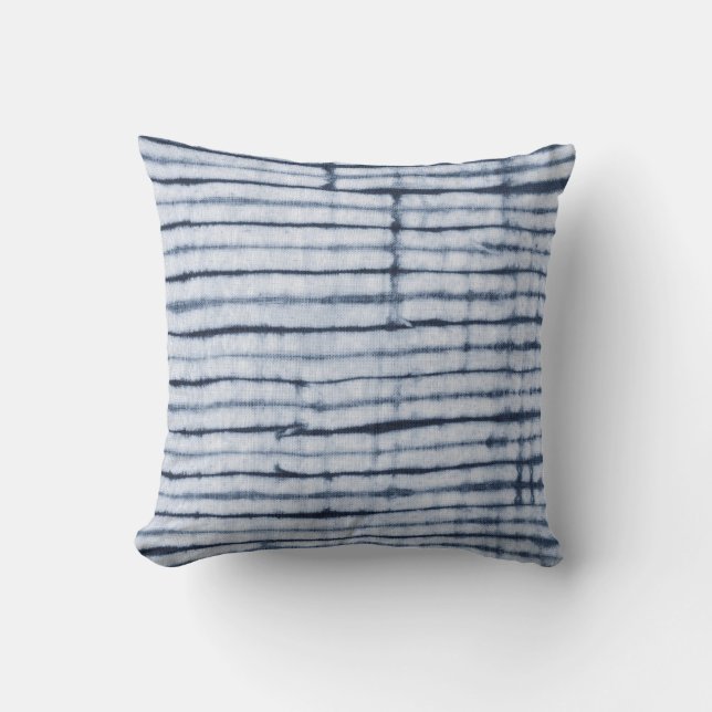 Indonesian Batik Indigo/Navy Stripe Cushion (Front)