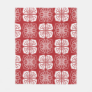 Indonesian Batik Kawung Gurda Design Fleece Blanket