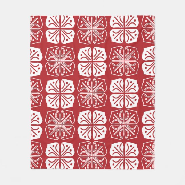 Indonesian Batik Kawung Gurda Design Fleece Blanket (Front)