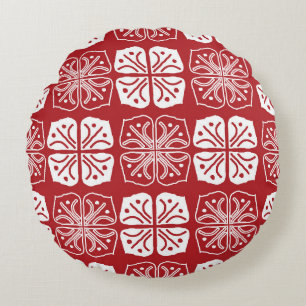 Indonesian Batik Kawung Gurda Design Round Cushion