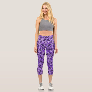 Indonesian Batik Motif Megamendung Purple Clouds Capri Leggings
