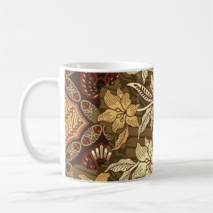Indonesian batik motifs with flora and fauna patte coffee mug