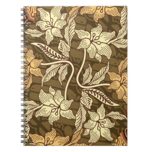 Indonesian batik motifs with flora and fauna patte notebook