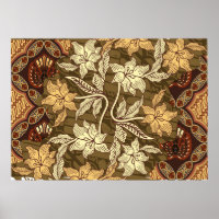 Indonesian batik motifs with flora and fauna patte