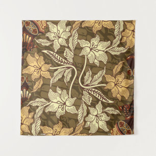Indonesian batik motifs with flora and fauna patte tapestry