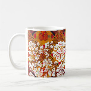 Indonesian batik motifs with very distinct plant a coffee mug