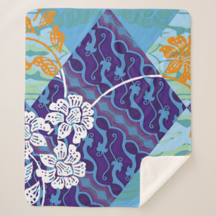 Indonesian batik motifs with very distinctive plan sherpa blanket
