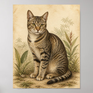 Indonesian Domestic Cat Vintage Art Print
