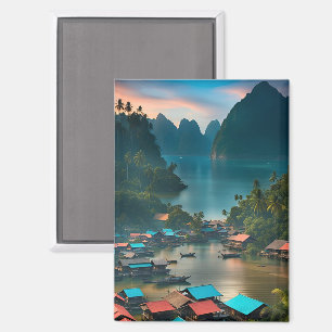 Indonesian Fishing Village  Magnet