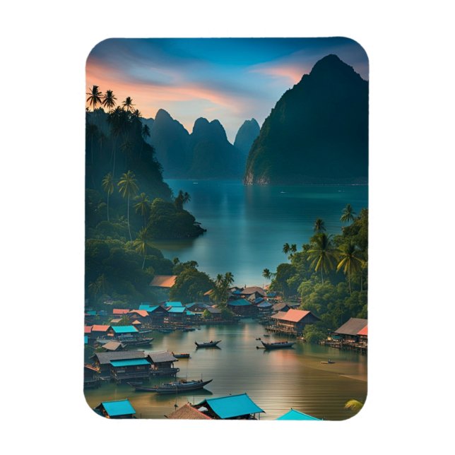 Indonesian Fishing Village  Magnet (Vertical)