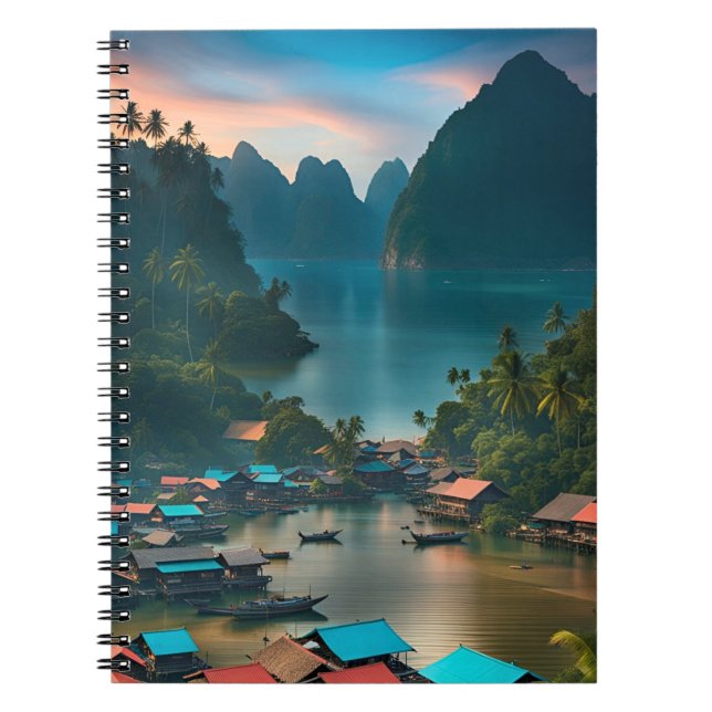Indonesian Fishing Village  Notebook (Front)