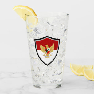 Indonesian flag-emblem glass
