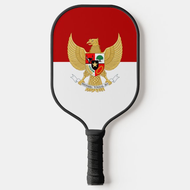 Indonesian flag-emblem pickleball paddle (Front)