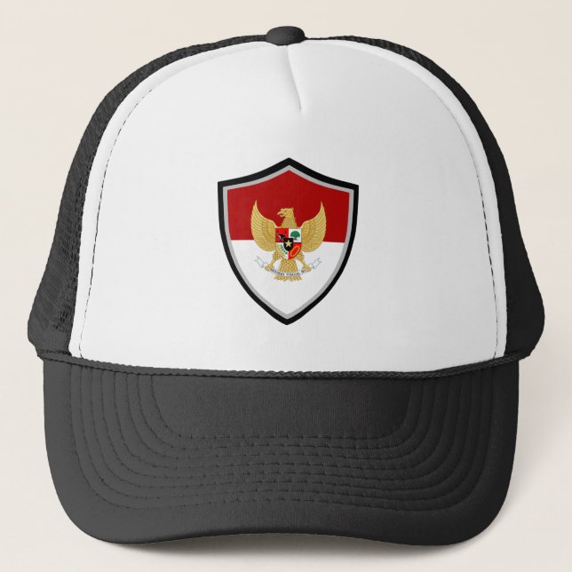 Indonesian flag-emblem trucker hat (Front)