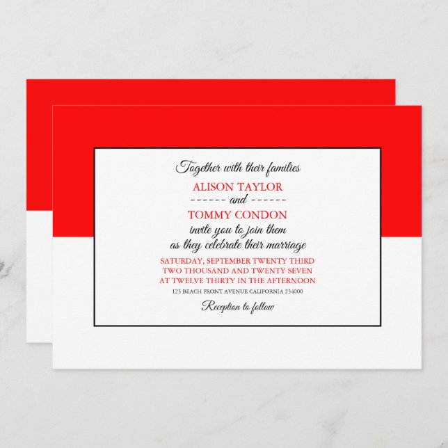 Indonesian Flag, Flag of Indonesia Wedding Invitation (Front/Back)