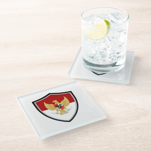 Indonesian flag glass coaster (Angled)