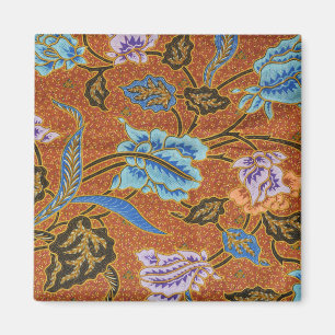 Indonesian Floral Batik Gold Magnet