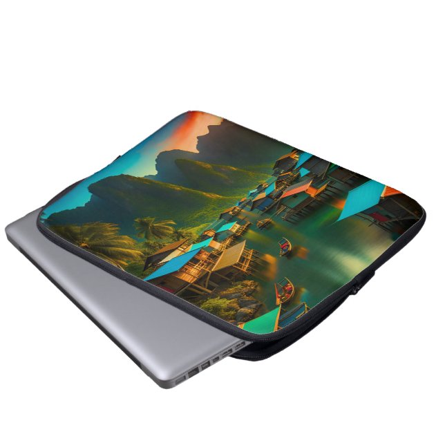 Indonesian Small Fishing Village Laptop Sleeve (Front Bottom)