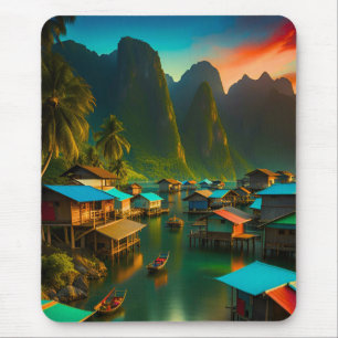 Indonesian Small Fishing Village Mouse Pad