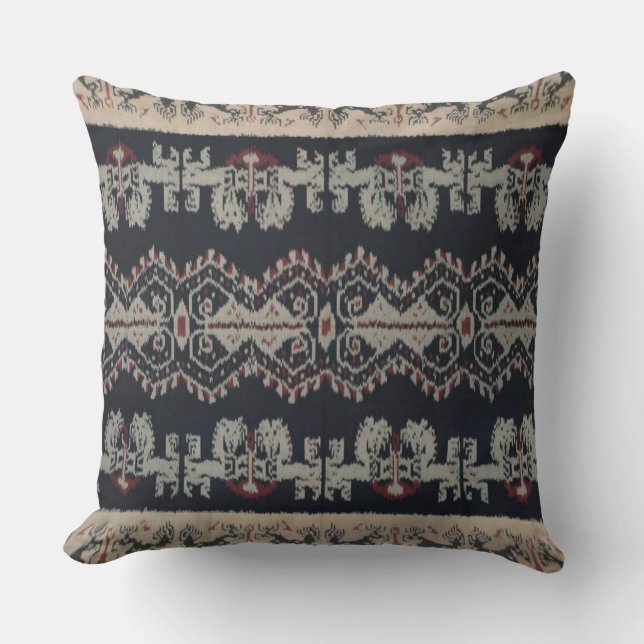 Indonesian Tribal Ikat Textiles Weavings Indonesia Cushion (Front)