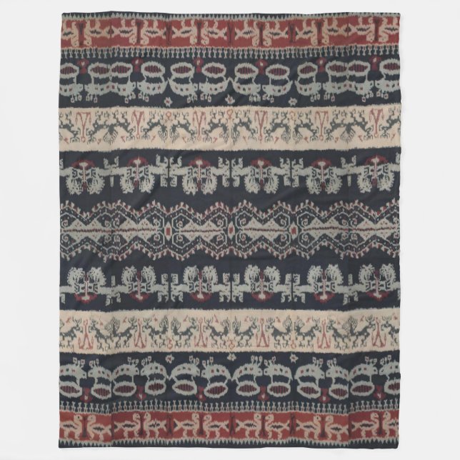 Indonesian Tribal Ikat Textiles Weavings Indonesia Fleece Blanket (Front)
