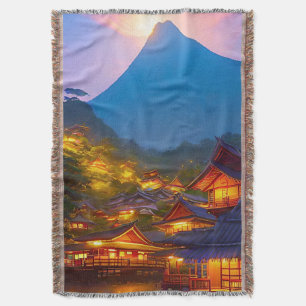 Indonesian Village Sunset Throw Blanket