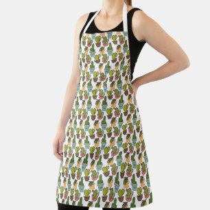 Indoor Cactus & Succulents In Pots Pattern Apron