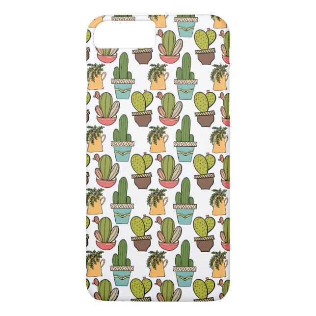 Indoor Cactus & Succulents In Pots Pattern Case-Mate iPhone Case (Back)