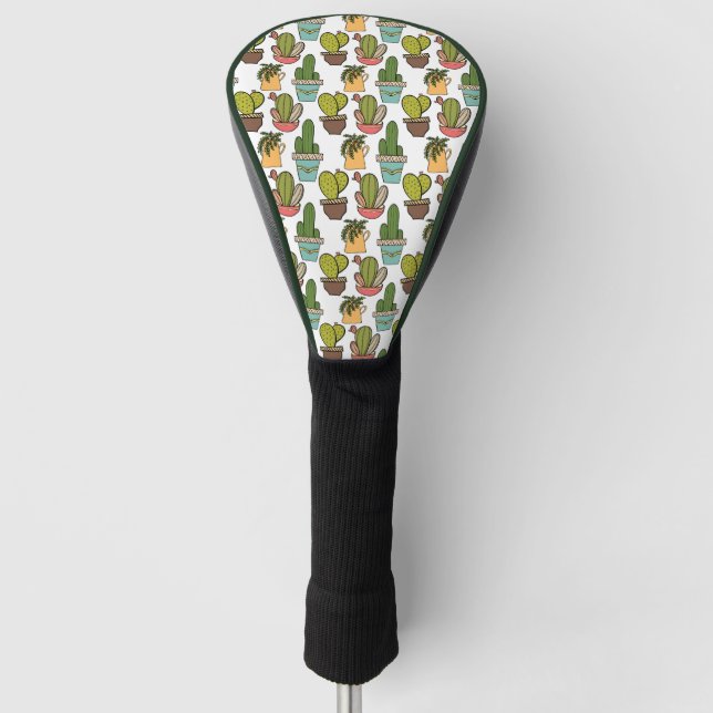 Indoor Cactus & Succulents In Pots Pattern Golf Head Cover (Front)