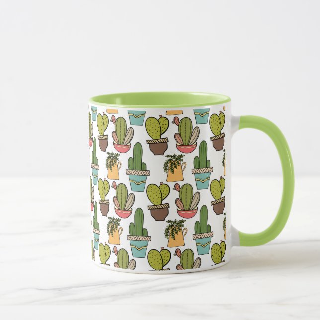 Indoor Cactus & Succulents In Pots Pattern Mug (Right)