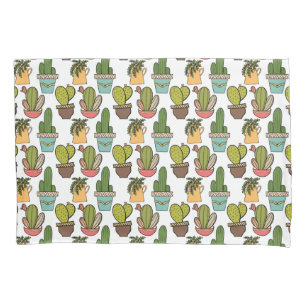 Indoor Cactus & Succulents In Pots Pattern Pillowcase