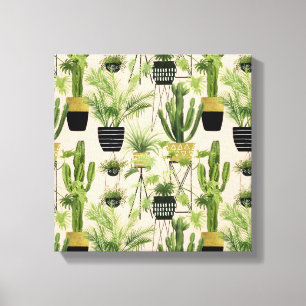 Indoor Oasis Plant Lineup Pattern Canvas Print
