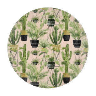 Indoor Oasis Plant Lineup Pattern Cutting Board