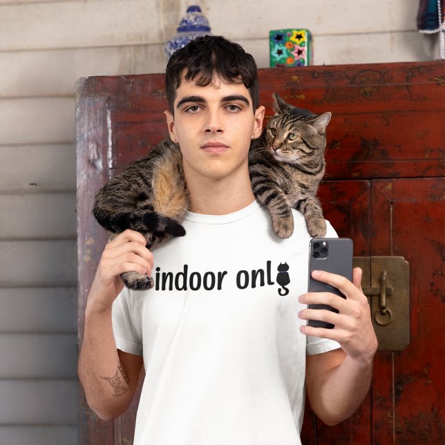 Indoor Only Cat Minimalist Typography T-Shirt (Creator Uploaded)